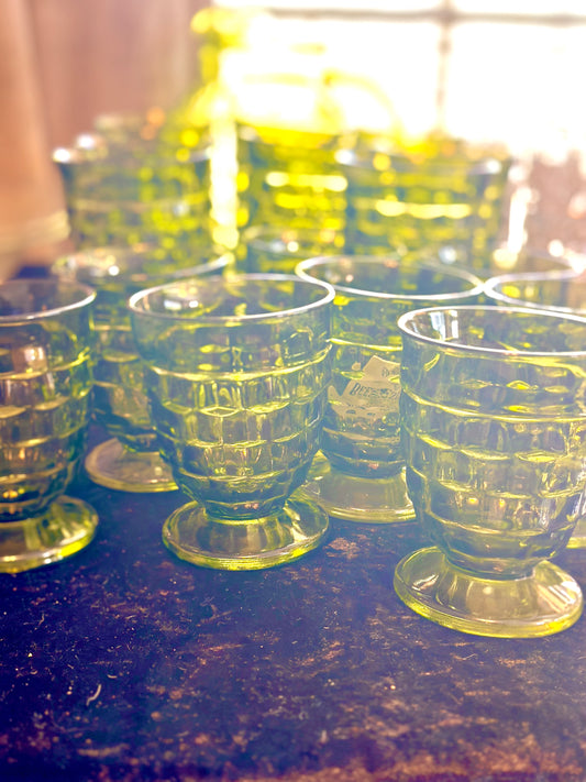 Set of Green Mid-century Glasses